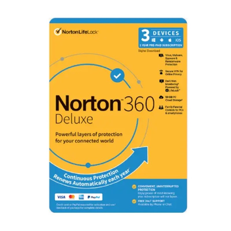 Norton 360 Deluxe Dark Web Monitoring 3 Devices 1Y Win/MAC (Email delivery)